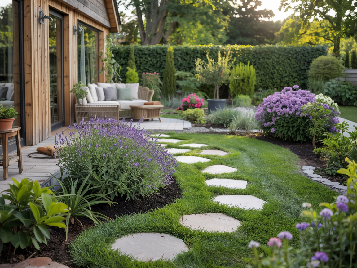 Terrasse avec dalles béton